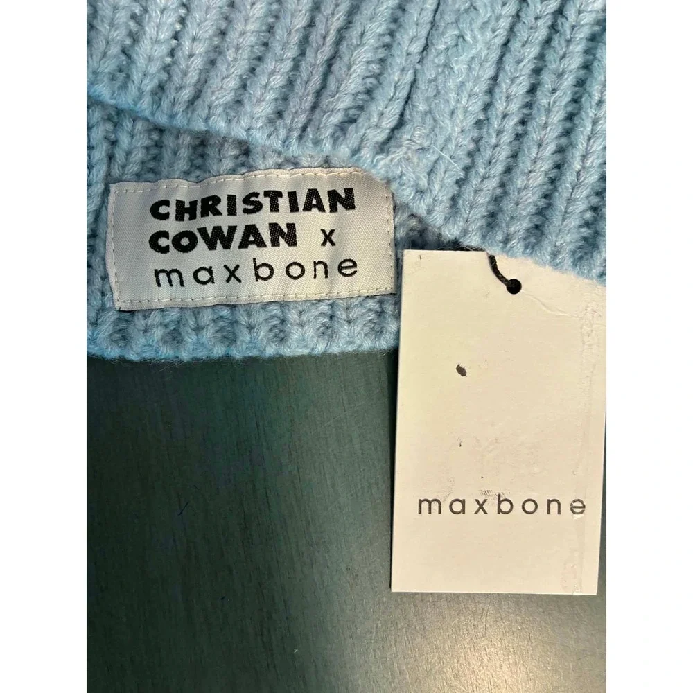 Christian Cowan x maxbone Feather Jumper Pet Dog Sweater XL Light Blue Ostrich